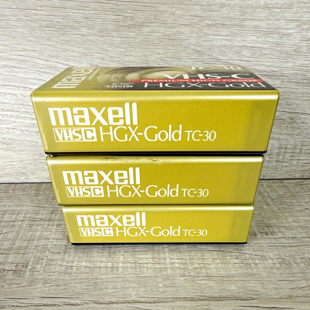 Maxell HGX Gold TC-30 VHS-C Blank Camcorder Tapes Lot 3 Sealed NOS Vintage Japan